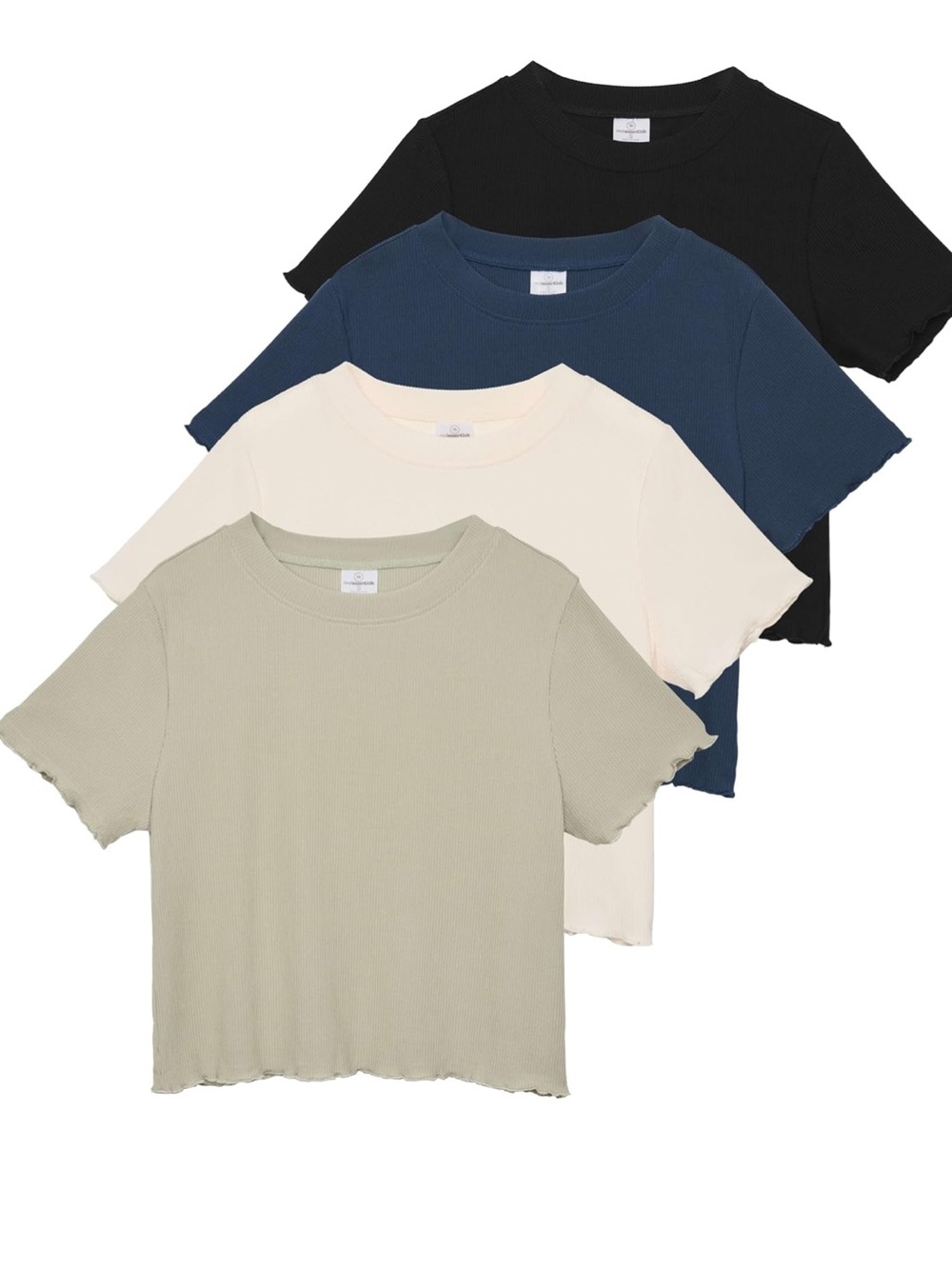3 for $12 Ribbed Tee Pack - Black, Navy, and Cream ONLY